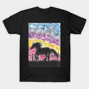 Horse  colorful sky T-Shirt